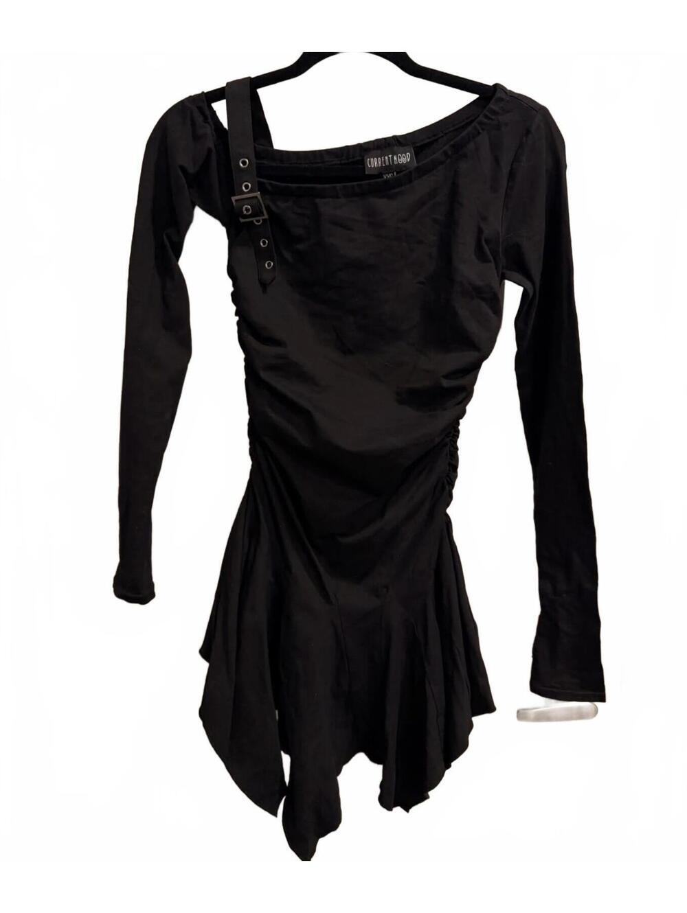 Dolls Kill Current Mood Black Asymmetrical Buckle Dress XXS NWT